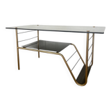 Modernist coffee table in metal and smoked glass