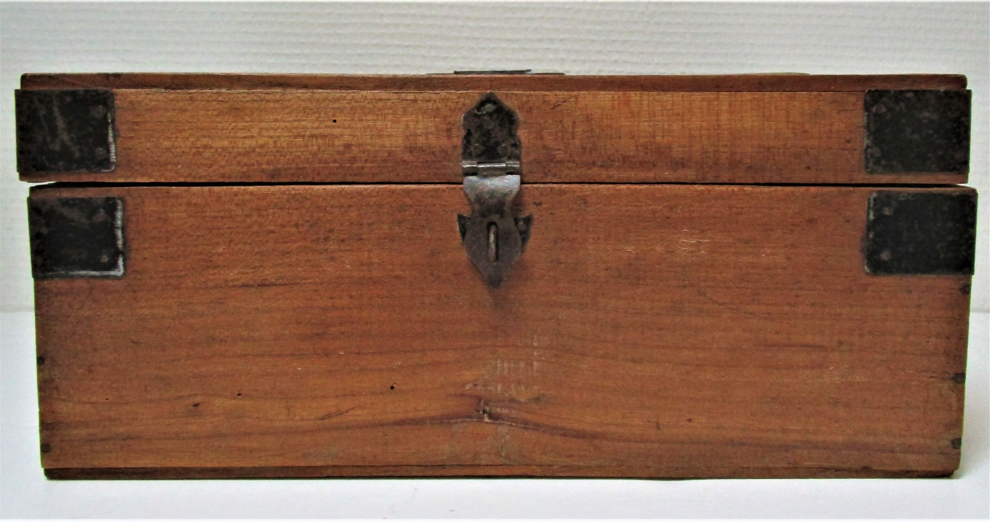 Solid wood box patinated early 20th century