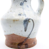 Enamelled sandstone pitcher with blue shades by Anne Kjaersgaard, La Borne