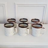 Six stoneware mugs