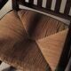 Handcrafted oak and straw armchair, France, circa 1950.