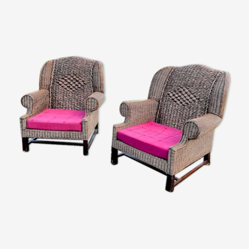 Pair of rattan armchairs from the 60s