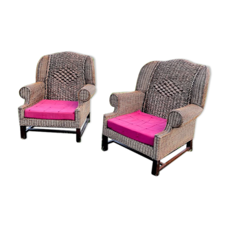 Pair of rattan armchairs from the 60s