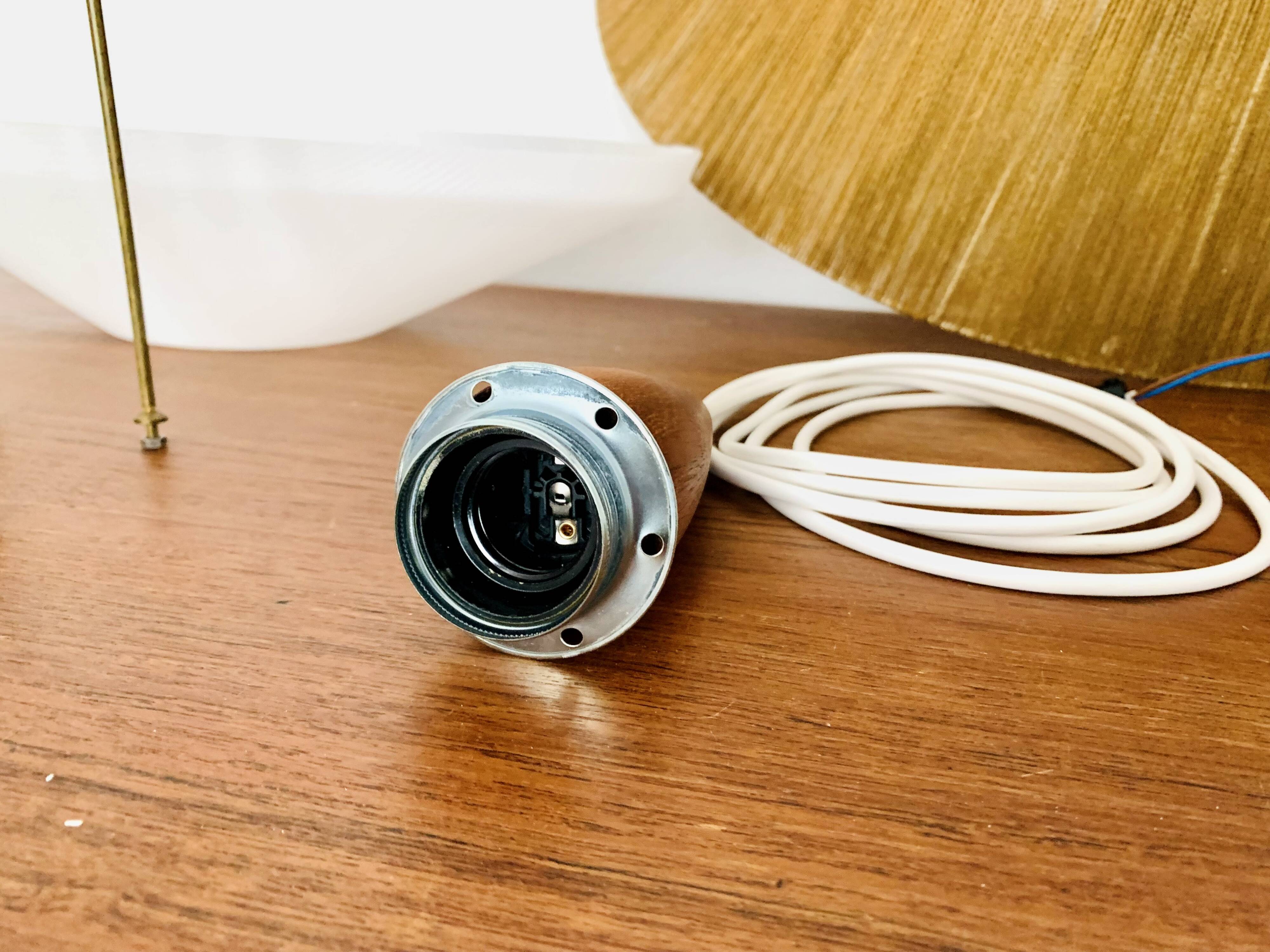 Raffia Bast and Teak Pendant Lamp from Temde