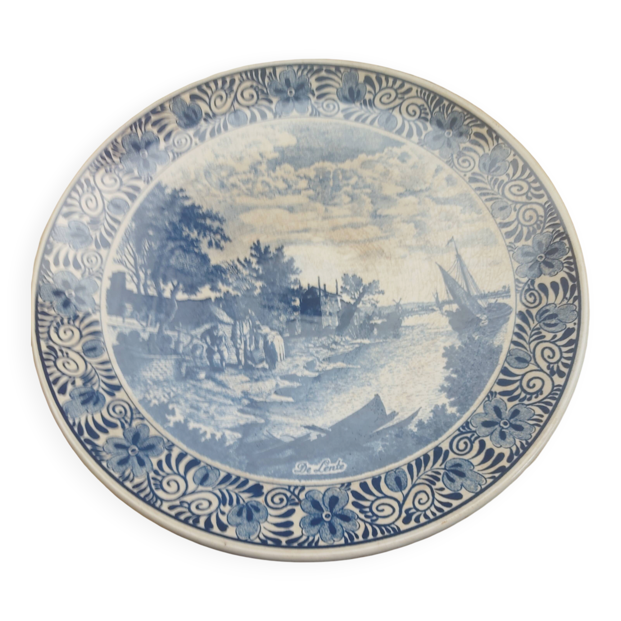 Plat decoratif vintage de Delf faience de Chemkefa