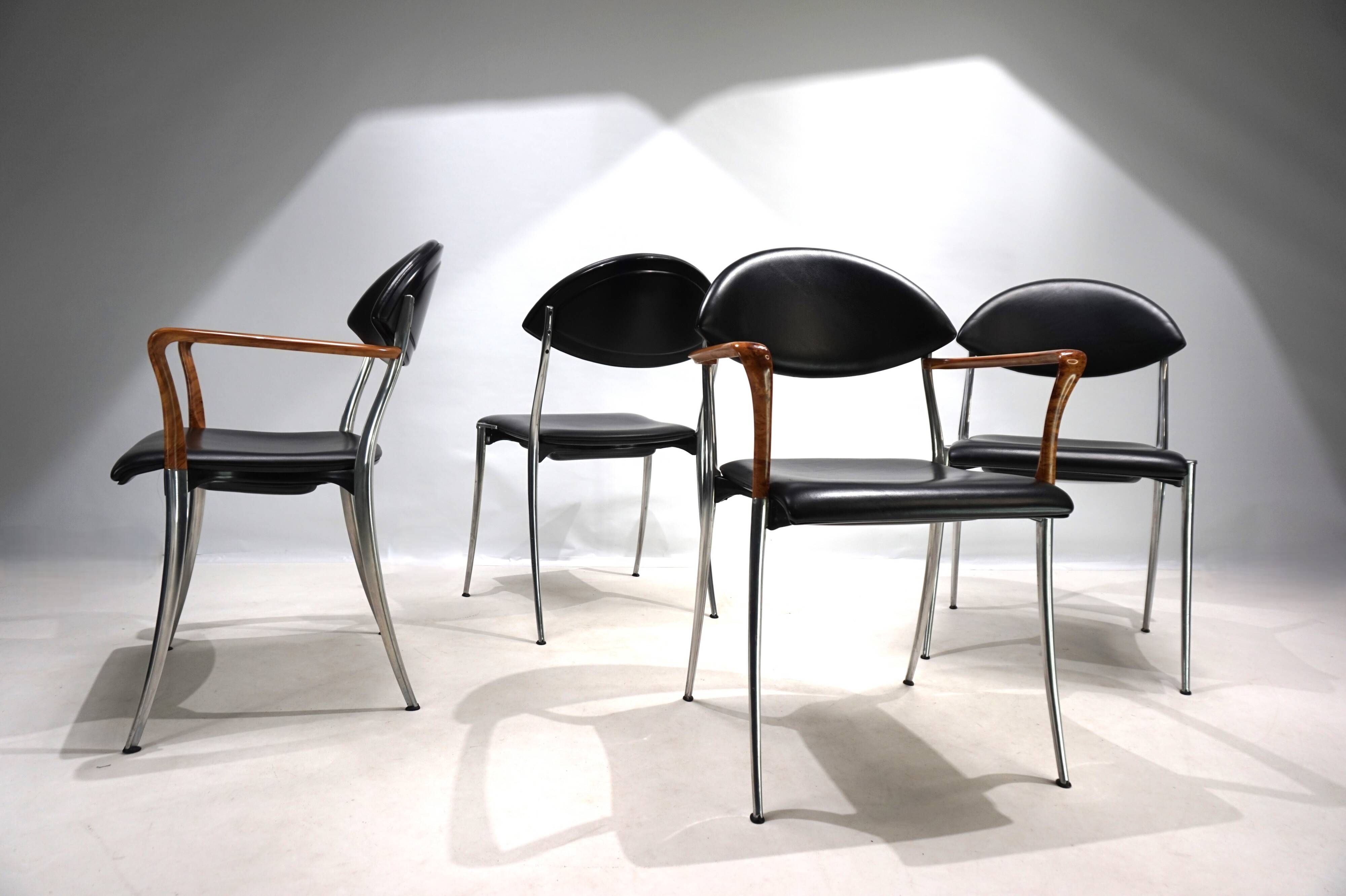 Set of four Coro dining chairs by Luigi Origlia, 1980