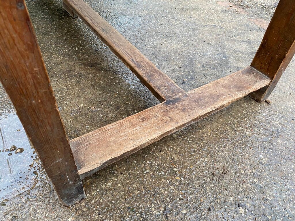 Farmhouse dining table 205cm for 8/10 people in solid pine with 1 drawer 1930