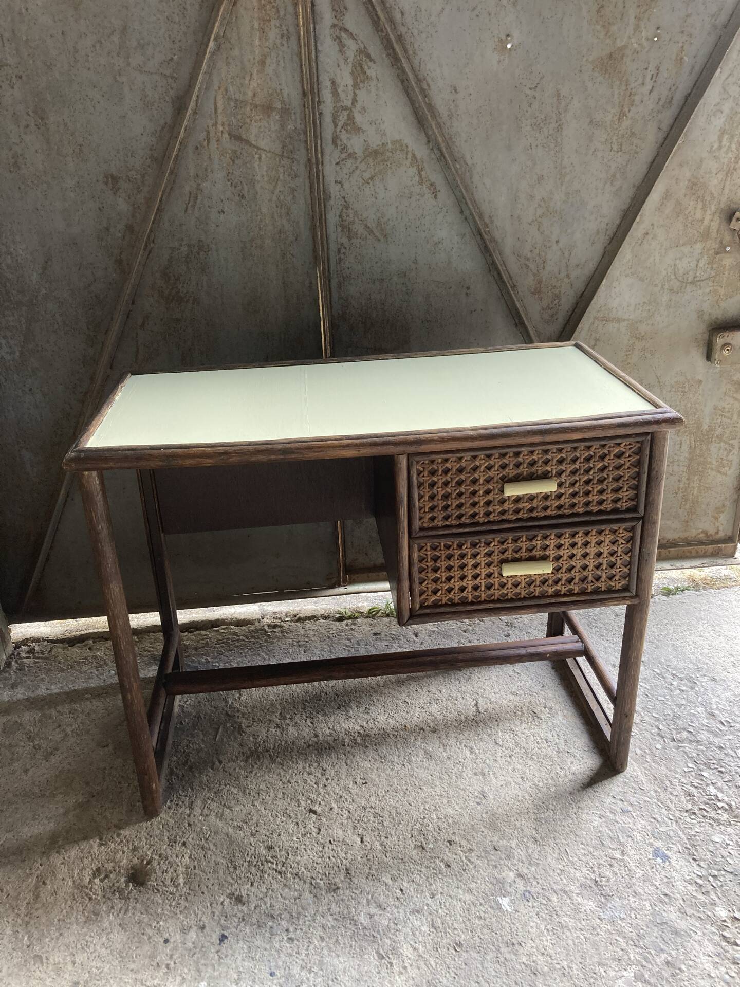 Parisian desk wicker wood bamboo