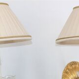 Pair of Twisted Gilt Bronze Wall Lamp & Pleated Lampshade