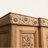 Parisian Art Deco style wardrobe in solid raw oak, 1950