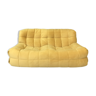 Vintage retro yellow 2-seater sofa Kashima ed. Ligne Roset 1980s