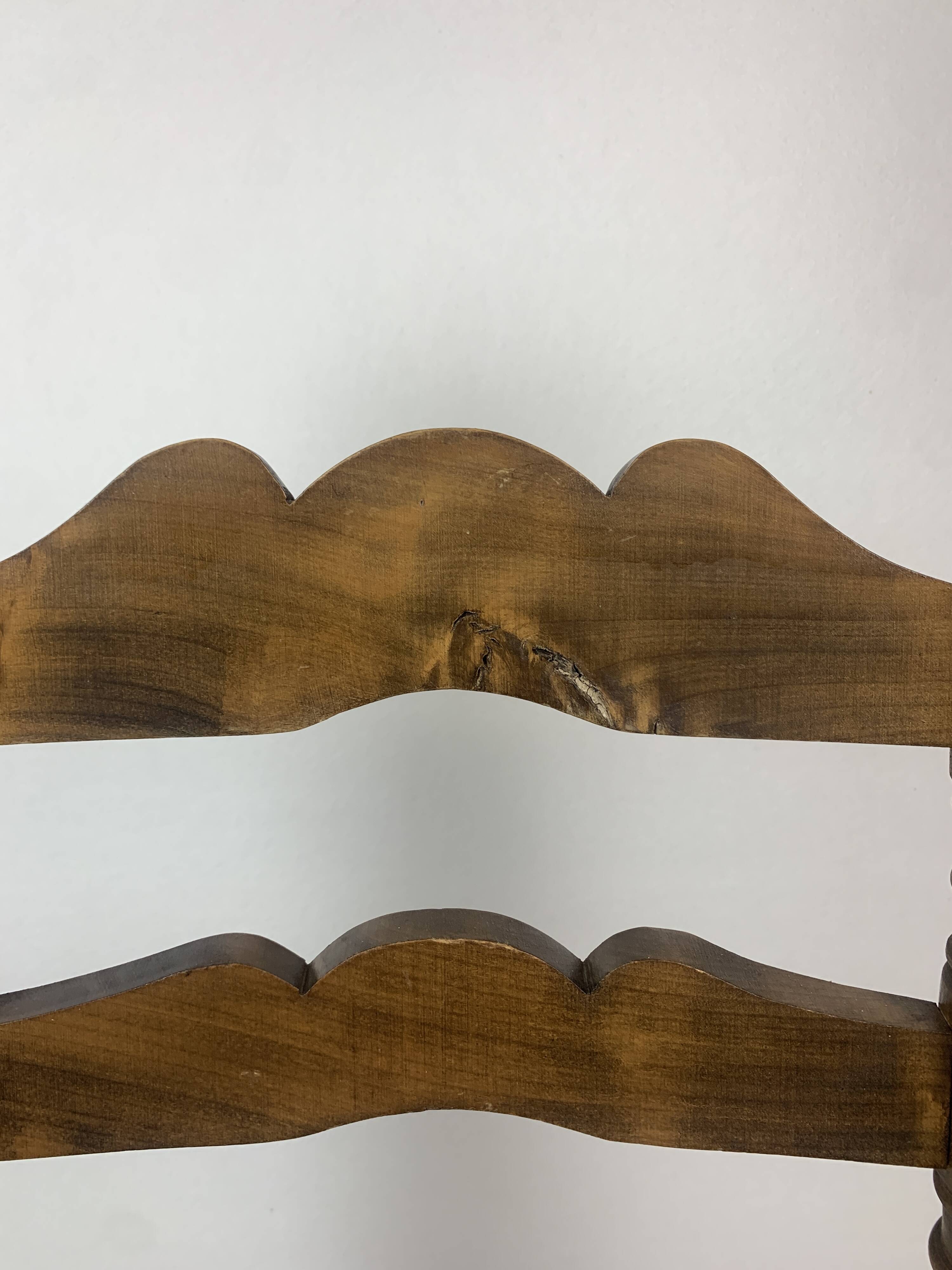 Wood Turned Bobbin Low Rush Chair in the manner of Charles Dudouyt, France, 1950s