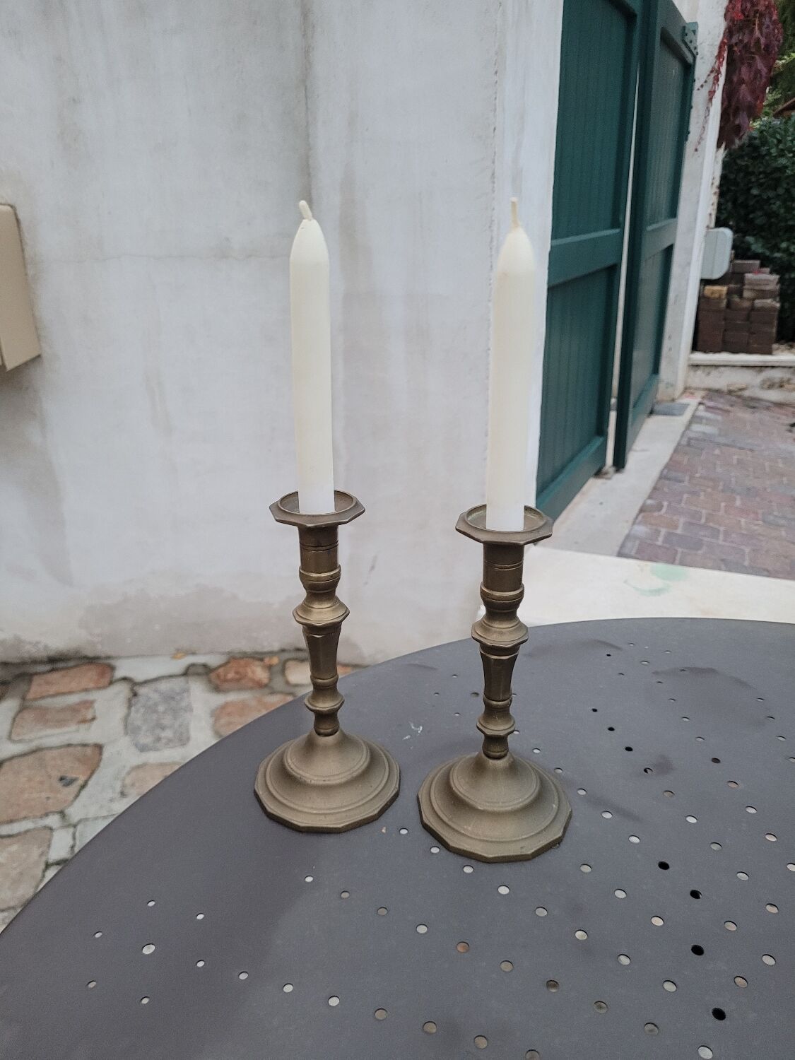 Pair of brass candlesticks