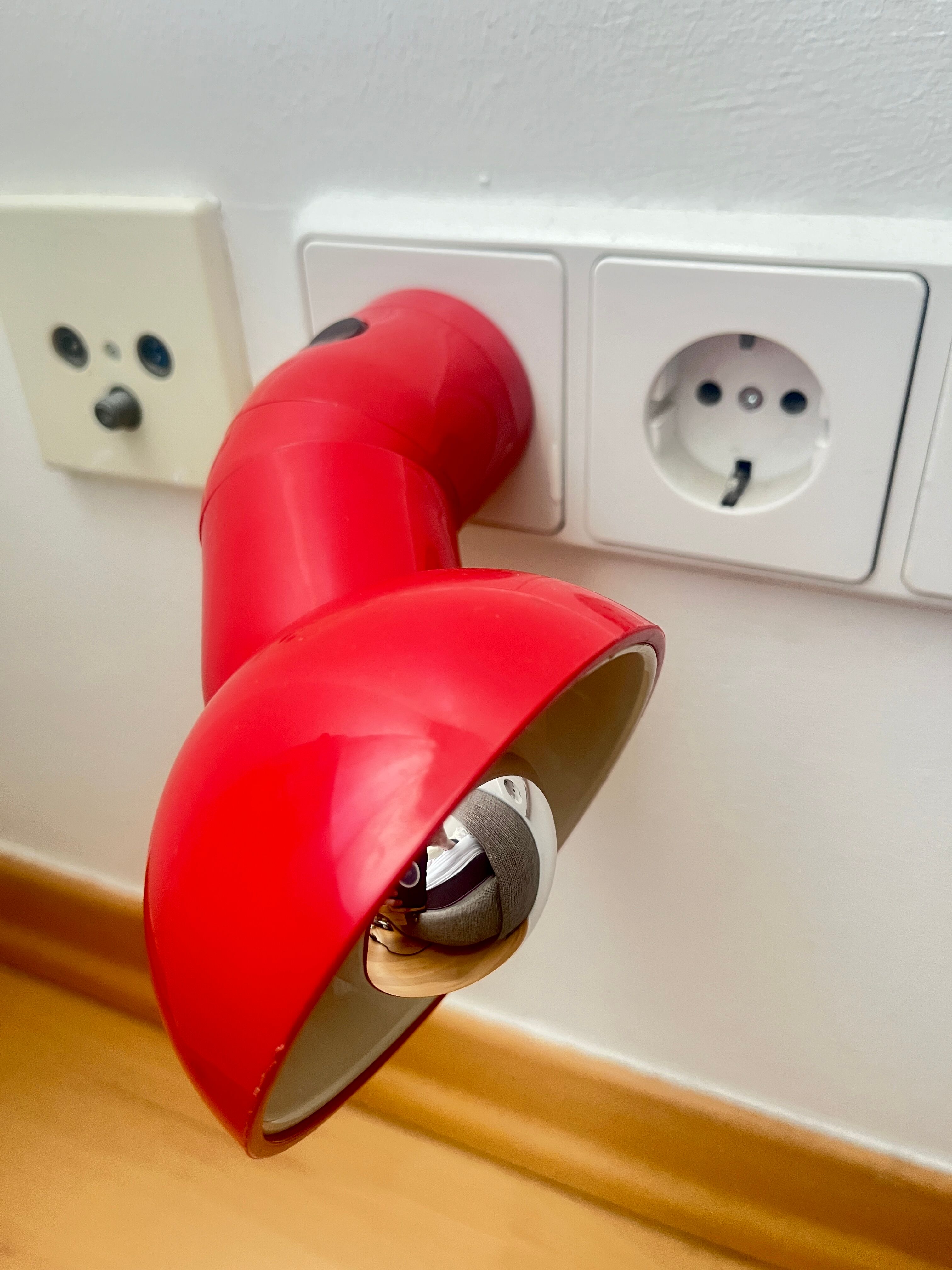 Lampe murale vintage Danska rouge robot, lampe DL de l'ère spatiale, années 1970 Danemark