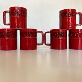 Set of 6 mugs in glazed earth Bitossi Italy 1960