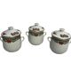 Set of three ribbed porcelain cream pots, 20th century.