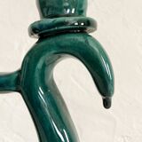 Duo of double green ceramic candle holders