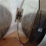 Round mirror 70s smoked glass, 2 appliques