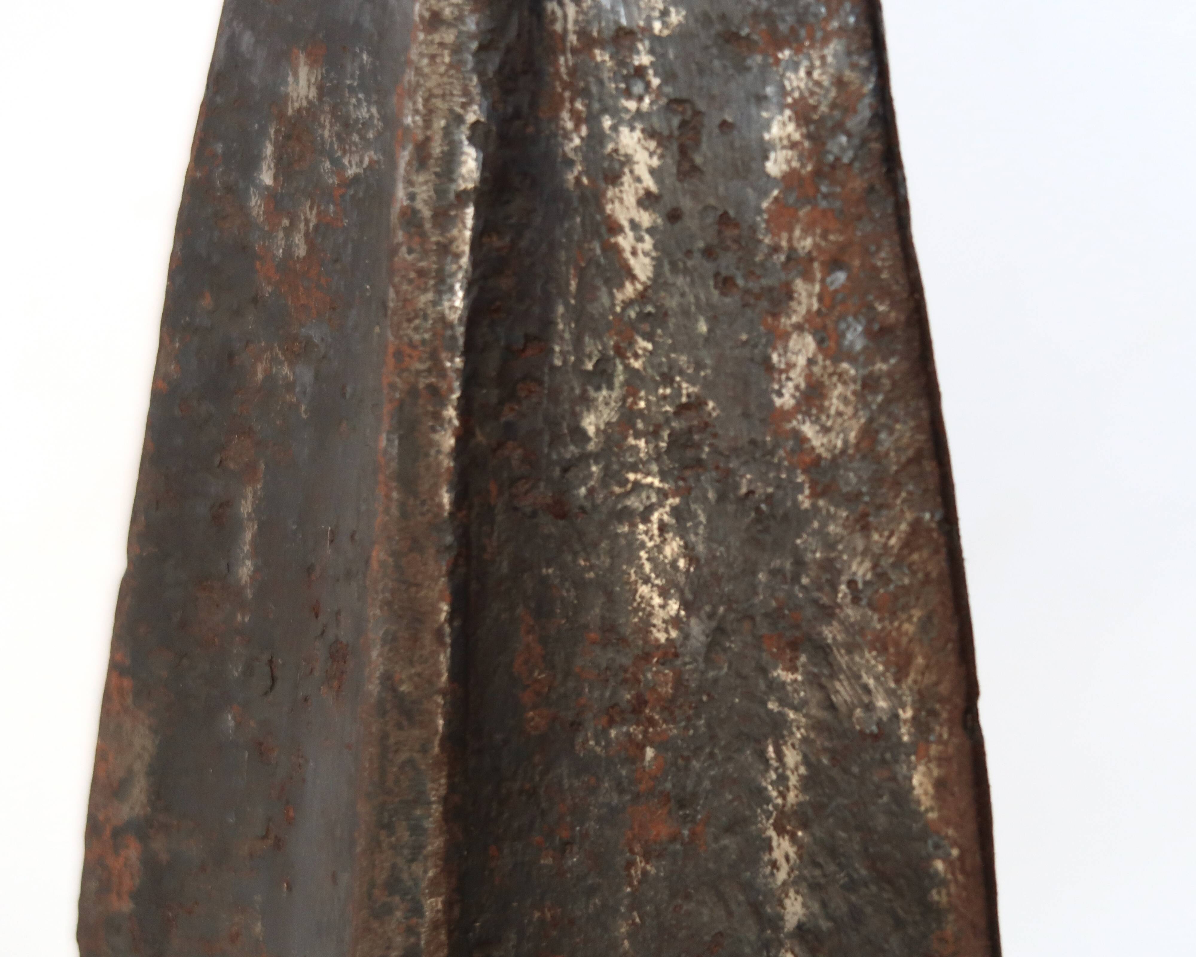 Imposing brutalist wrought iron candlestick "spear", signed, 1950s.