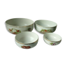 Set of 4 salad bowls in Limoges porcelain decor legumes 4 seasons