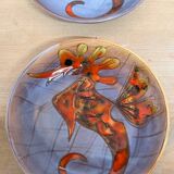 Set of 2 Seahorse plates by Monique Brunner in Vence