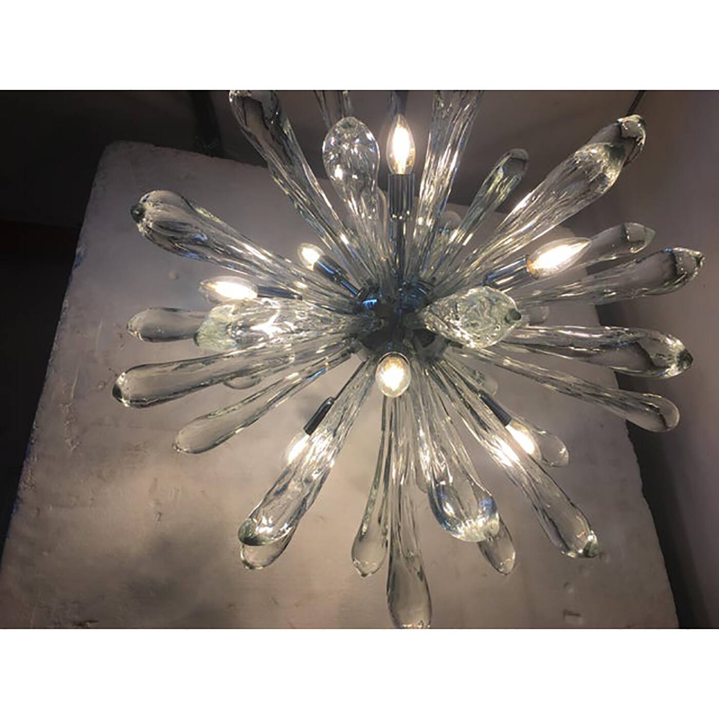 Murano Glass Ice Clear Sputnik Italian Chandelier