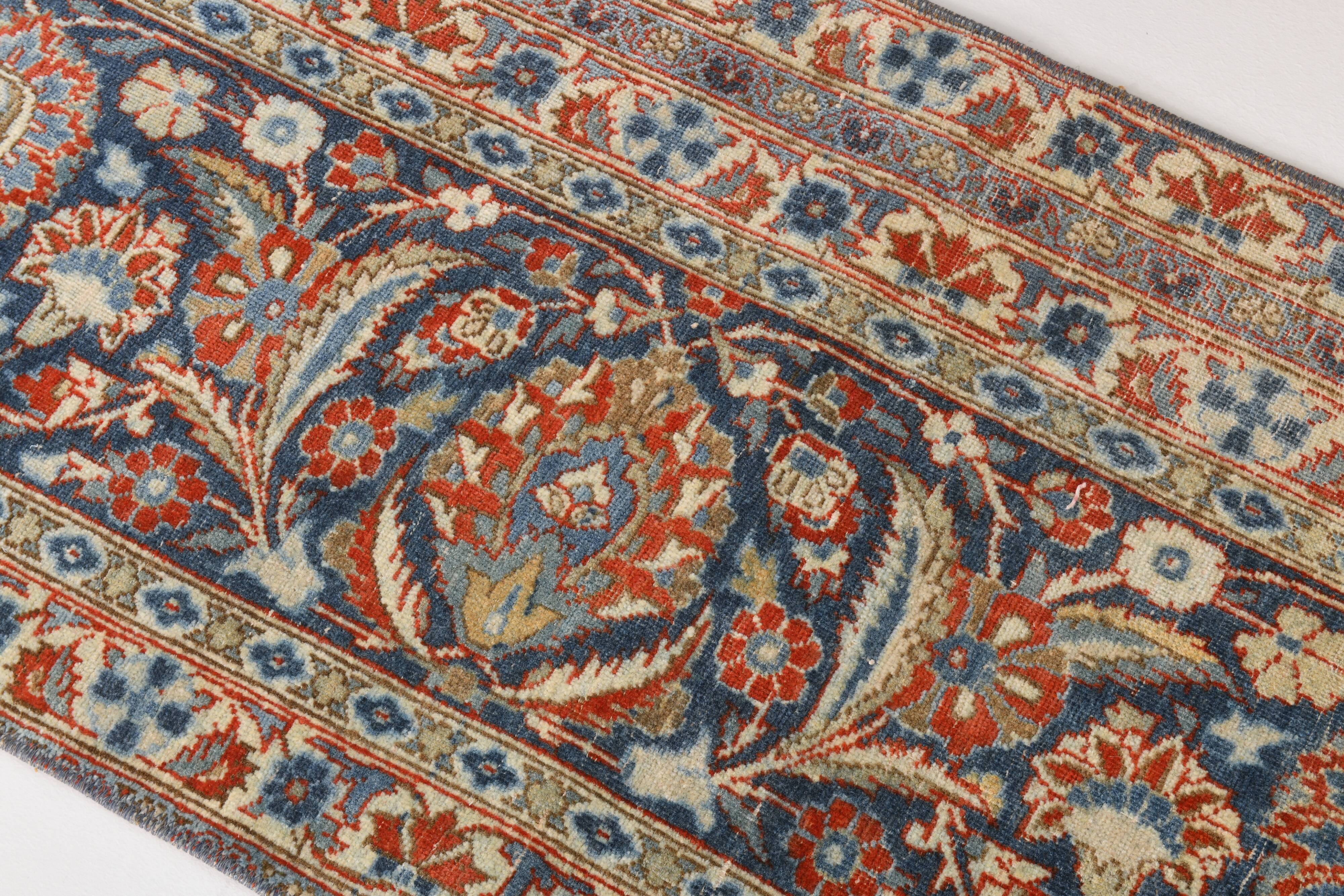 2x7 Navy Blue & Red Persian Runner Rug, 60x208Cm