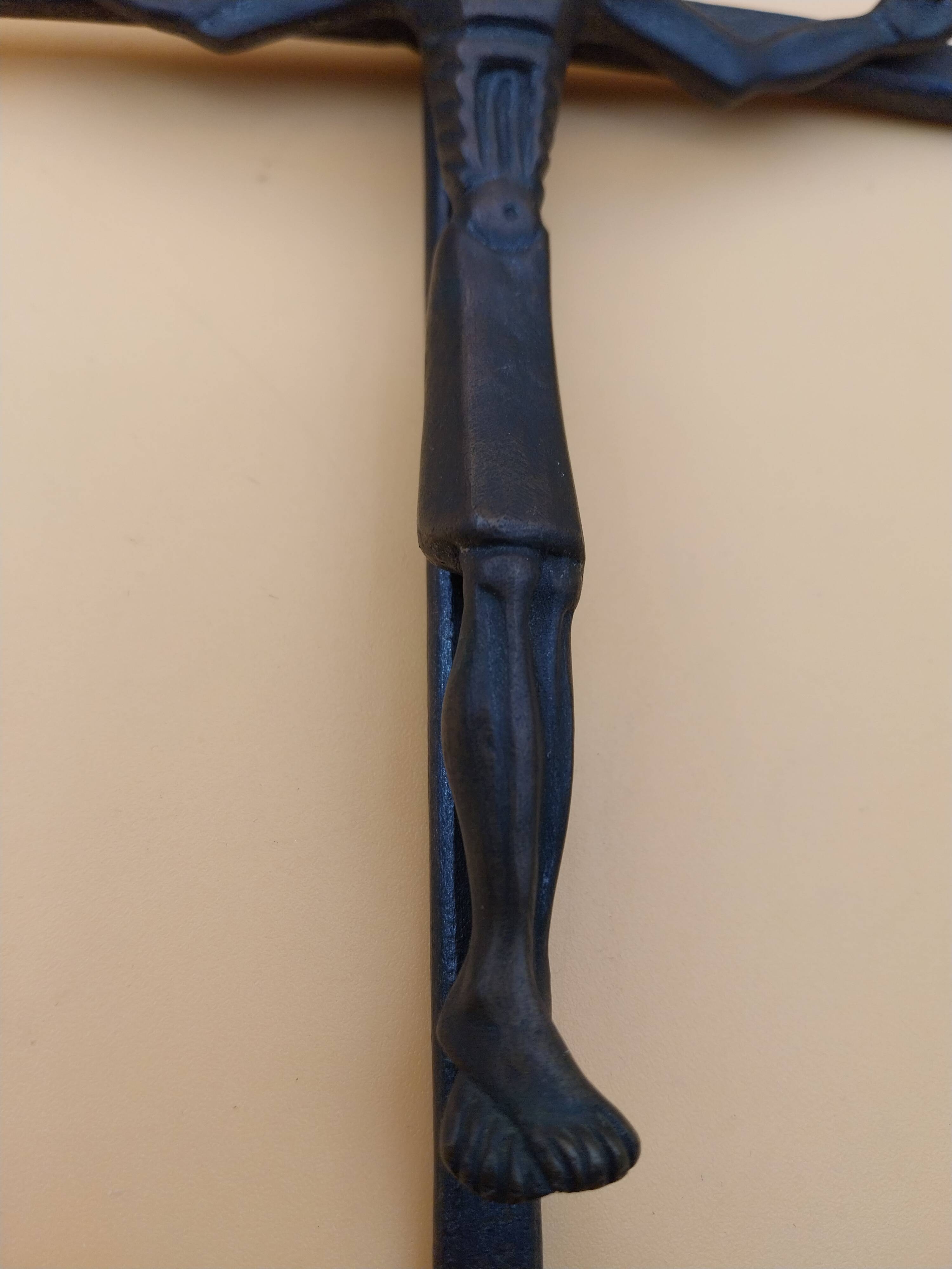 Bronze and wrought iron crucifix Christ Jesus unsigned