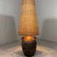 Large amphora floor lamp in pottery with a rattan shade from the 1960s.