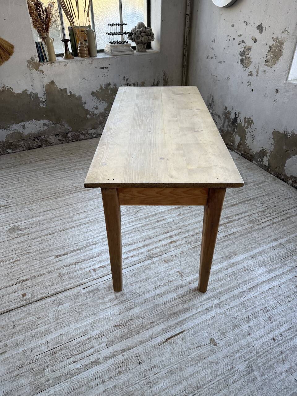 Table de ferme en pin et chêne