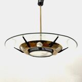 Pendant Light in Glass and Brass from Stilnovo, Italy, 1950s