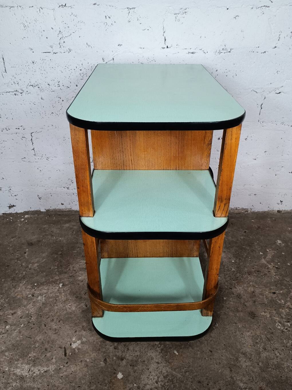 Desserte bar roulant années 50 formica bleu