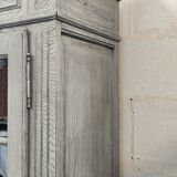 Two-part oak sideboard cabinet with old gray patina