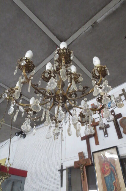 Lustre en bronze à pampilles