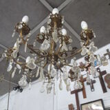 Lustre en bronze à pampilles