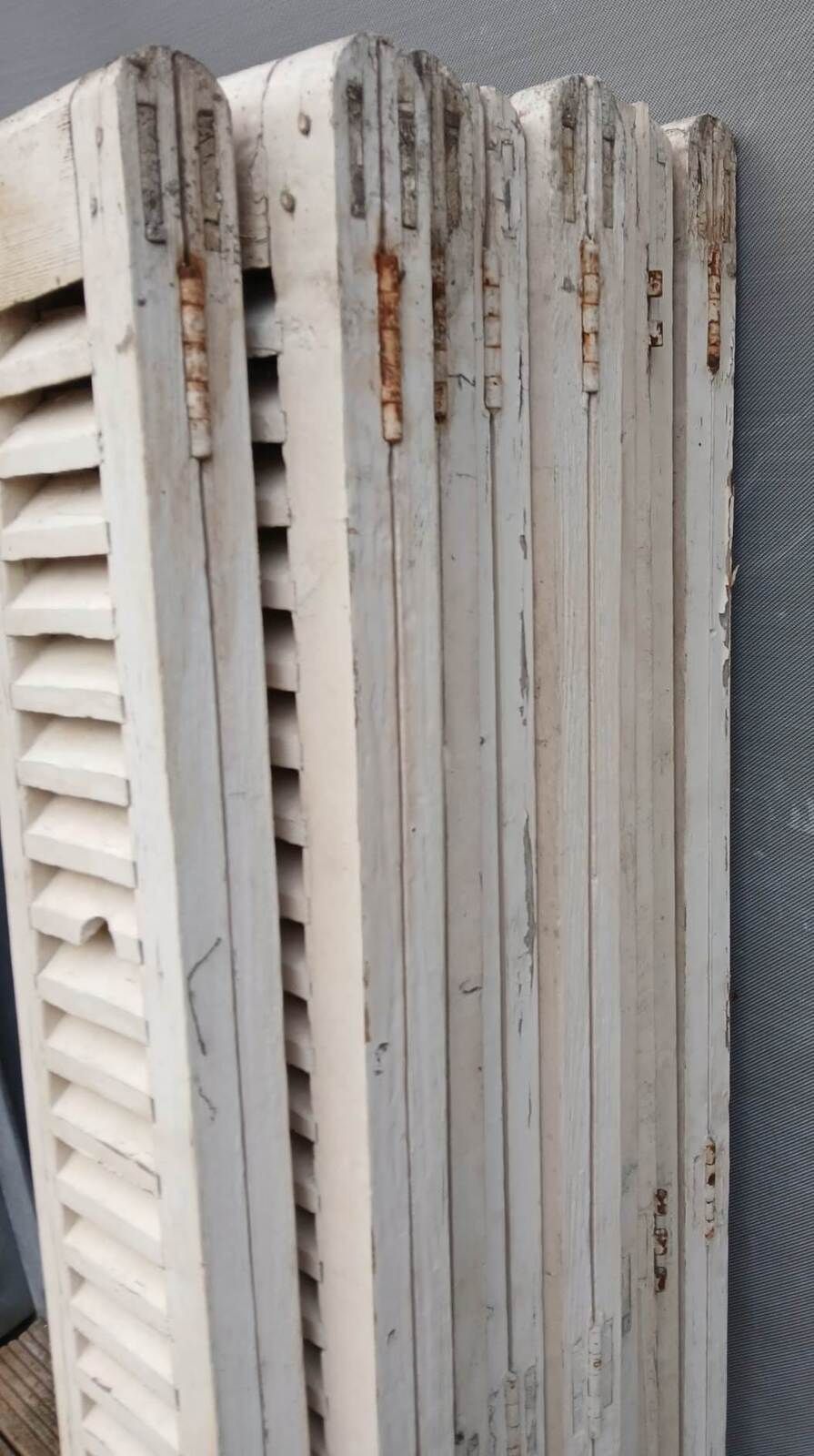 Set of 10 vintage wooden double shutters.