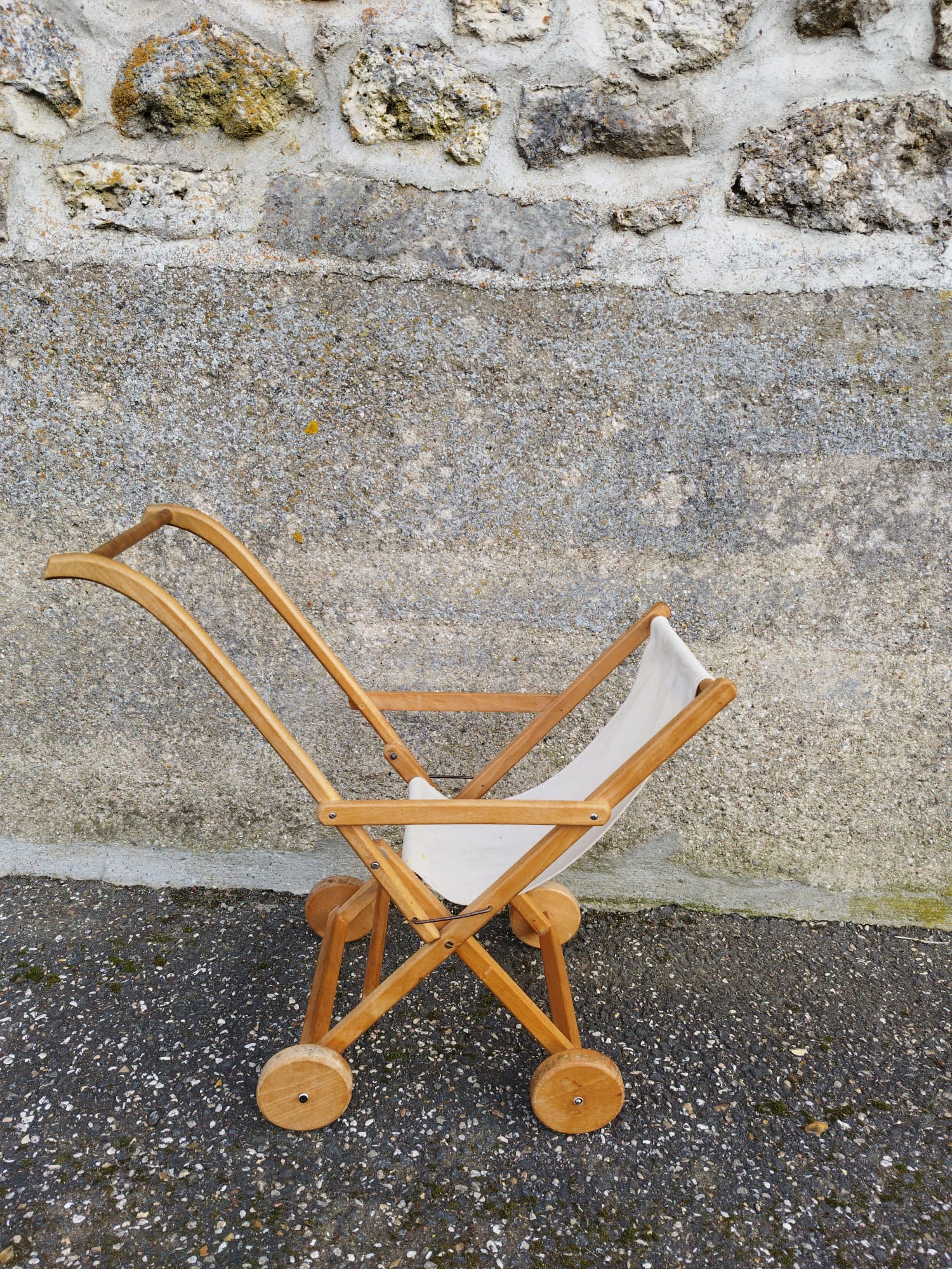 Vintage wooden doll stroller