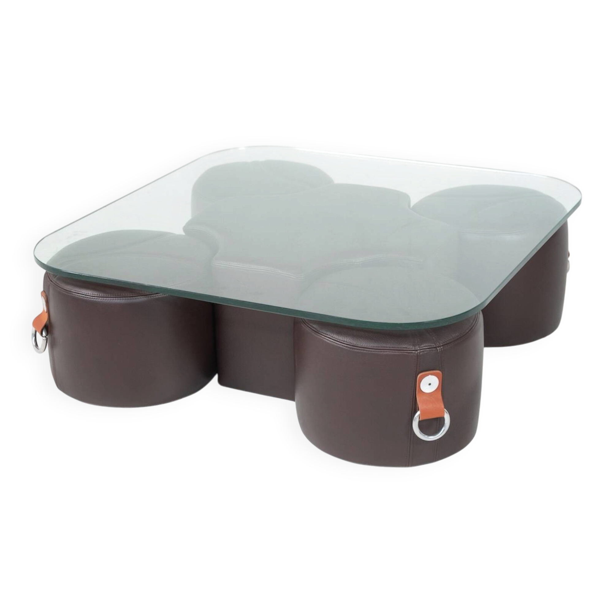 Coffee Table and 4 Stools by Guido Faleschini, Leather, 1970s