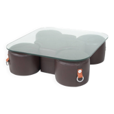 Table basse et 4 tabourets par Guido Faleschini, cuir, années 1970