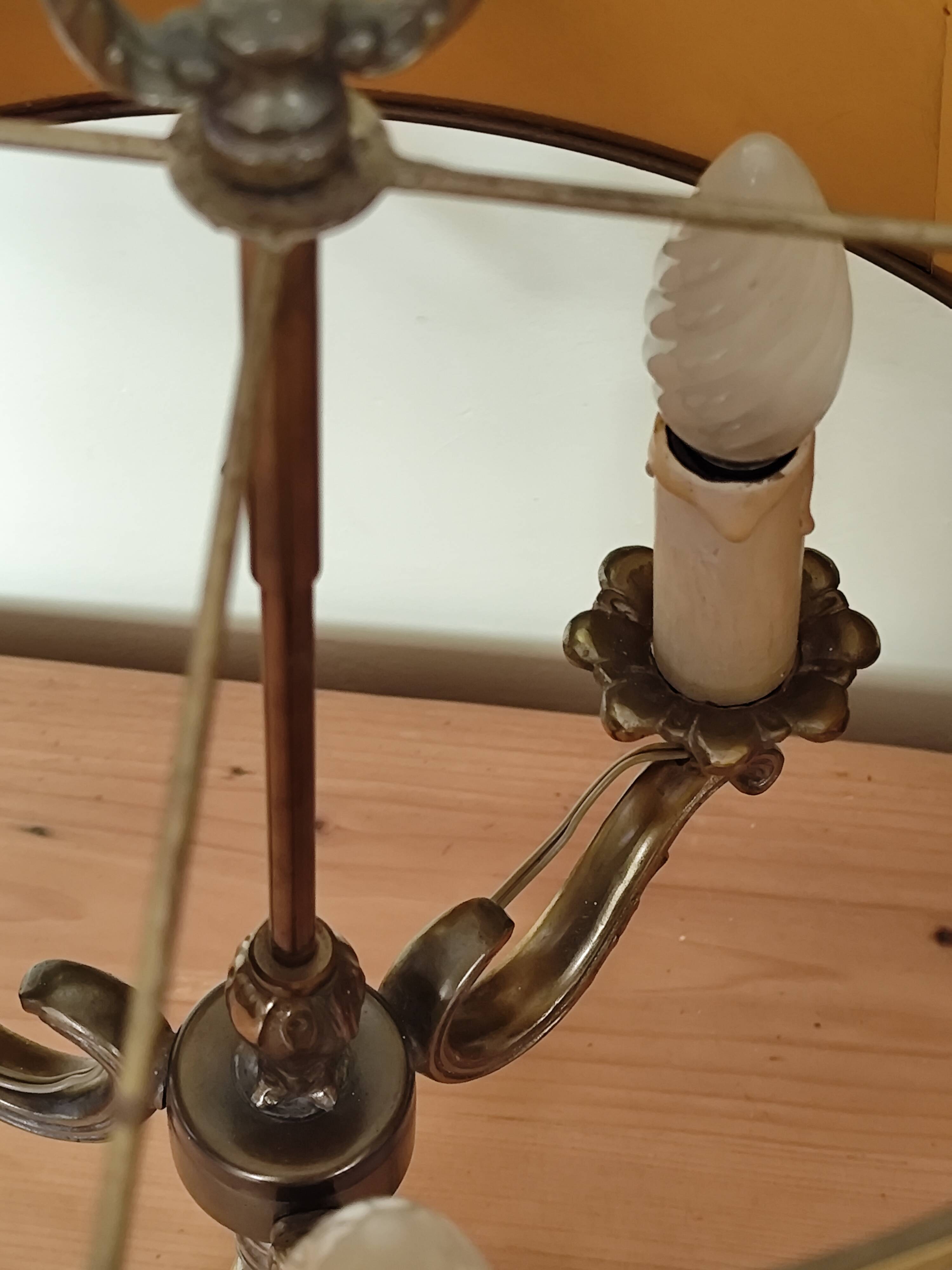 brass three-light bouillotte lamp, desk lamp