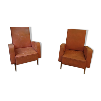 Armchairs skaï compass years 50-60s