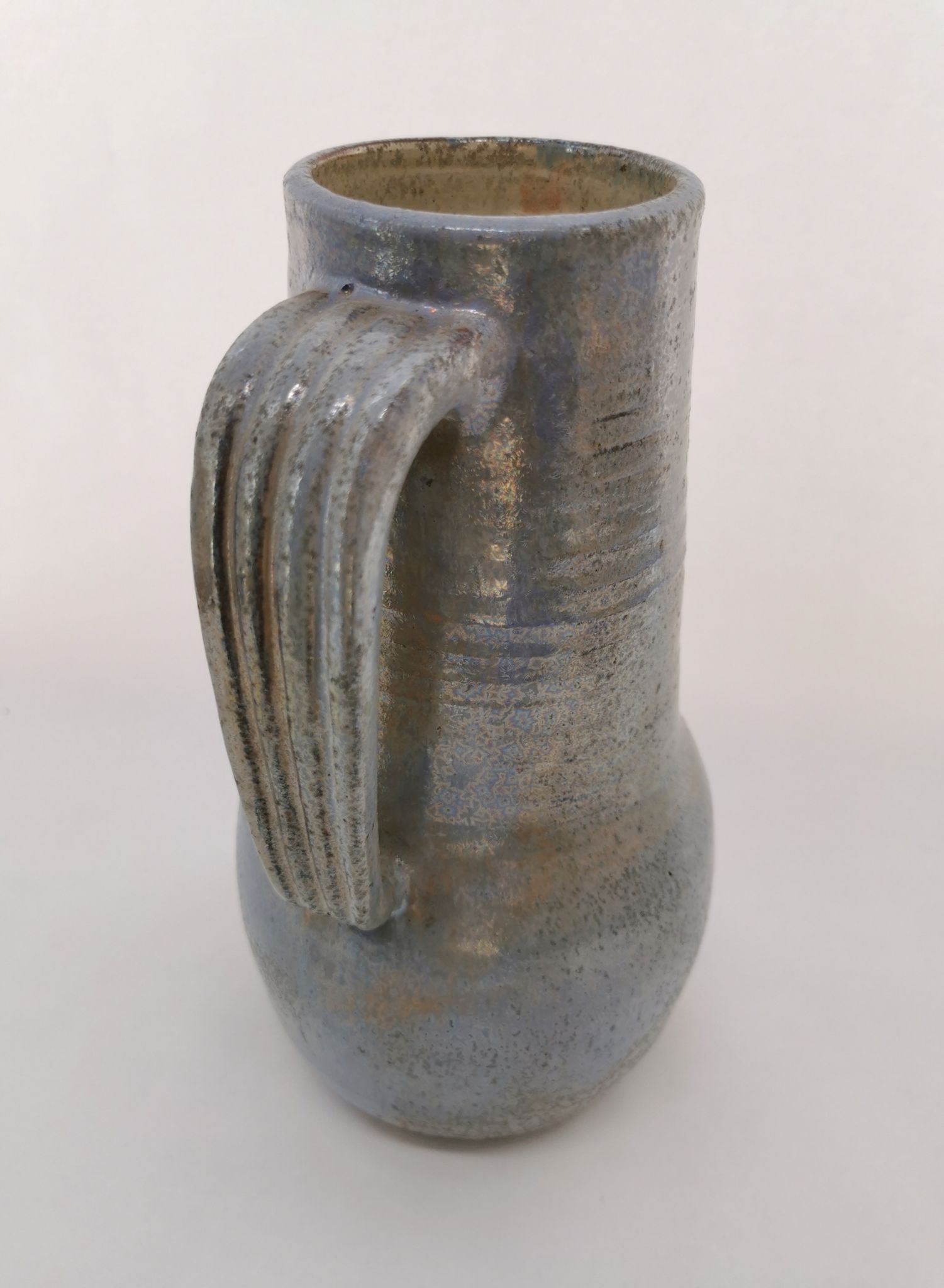 Large Stoneware Ceramic Pitcher Signed Drillon 50's