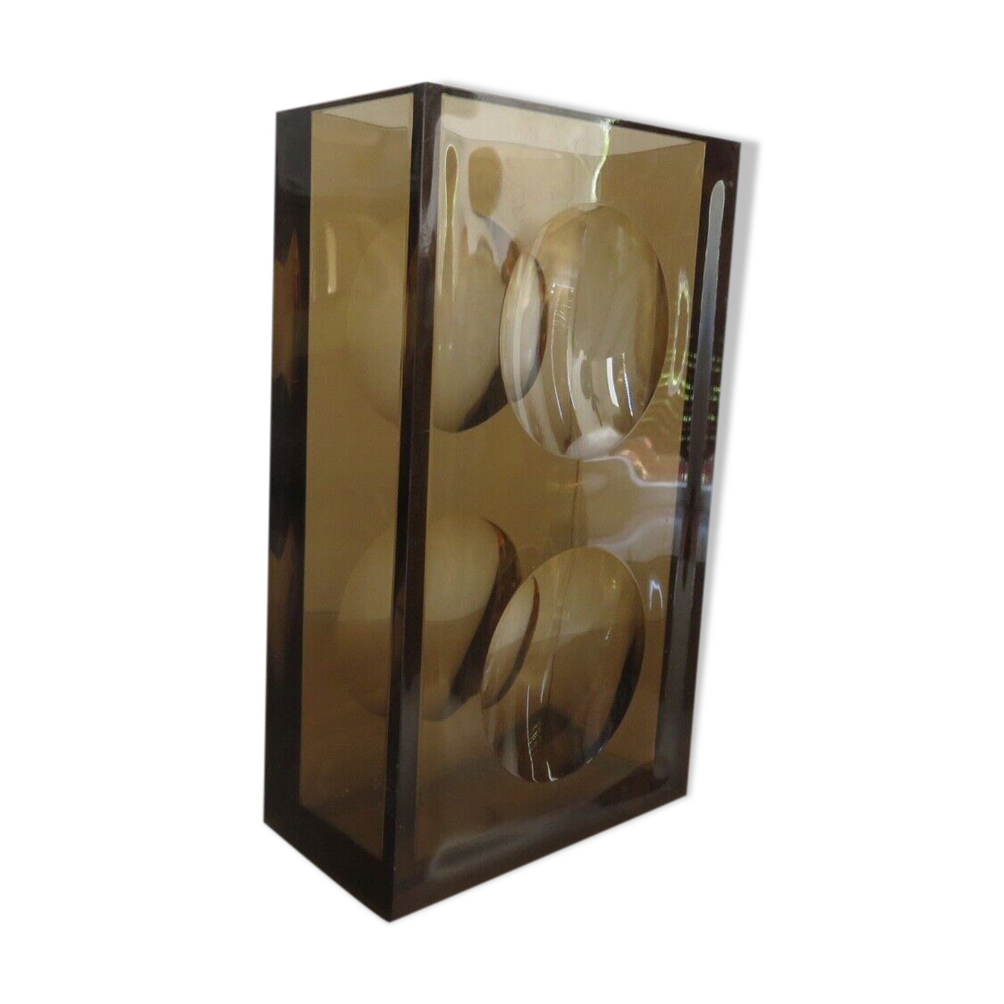 Vase Guzzini design by Fabio Manlio Ciocca in amber plexiglass 70s