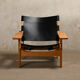 Kurt Østervig hunting chair in black leather for K. P. Jørgensens Møbelfabrik