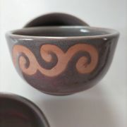 Set of 3 signed glazed stoneware bowls