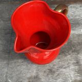 Red Pitcher Vase with Gold Accents Attributed to André Baud - Vallauris