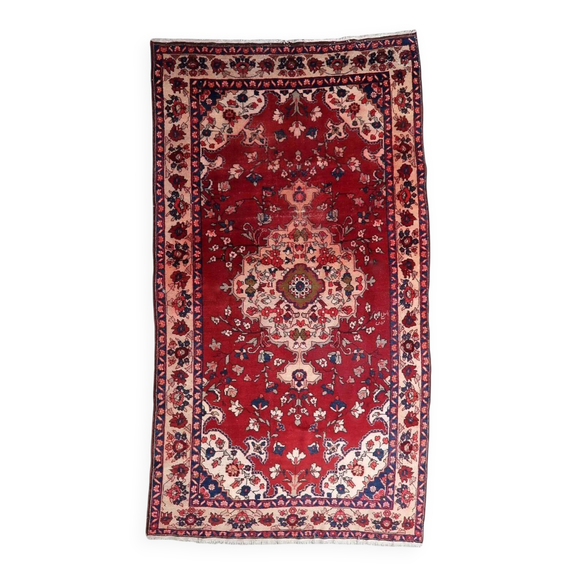 Antique handmade wool Malayer rug 4.9' x 8.6' circa 1920s - 1C1285