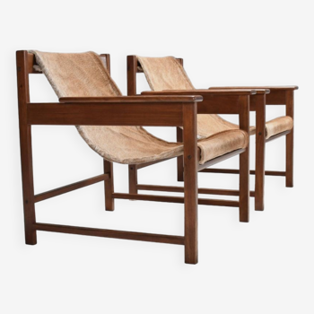 Pair of ‘Lia’ Armchairs by Sérgio Rodrigues, Brazil, 1962, Jacaranda and Cowhide