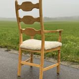 Chaise à dossier haut Henning Kjaernulf avec laine d'agneau neuve