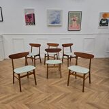 Set of 6 green fabric chairs